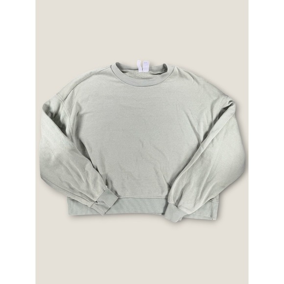 H&M Tops - H&M Divided Sage Green Cropped Crewneck Sweatshirt Pullover M Fleece Basic
